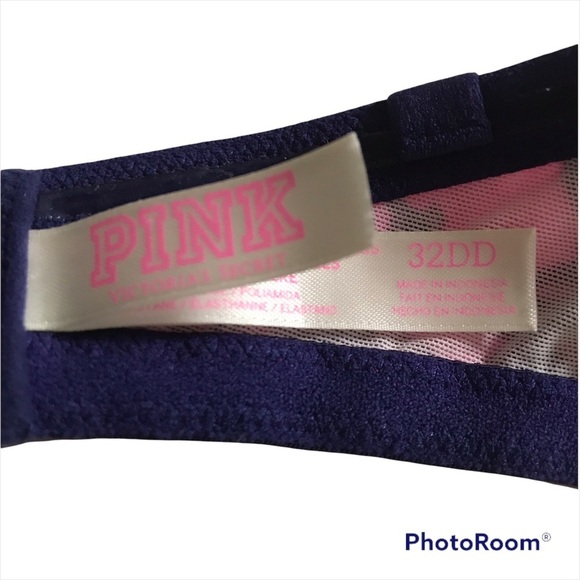 PINK VICTORIA SECRET / Pink & Purple Tie Dye Strapless Pushup Bra Size 32DD - Picture 7 of 8